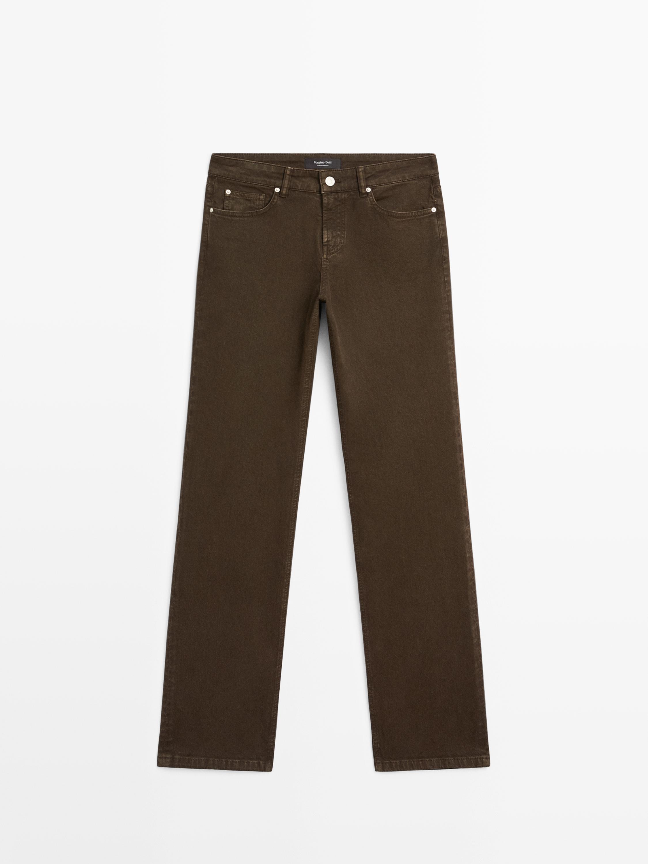 Pantalon straight effet jean mid-rise